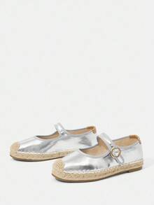 Styleloop 女士时尚银色平底鞋，适合圣诞派对、音乐节、秋季 - 銀色 - 查看 3