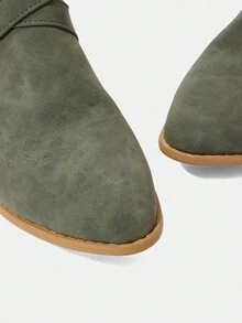 Styleloop 踝靴，编织度假风，波西米亚风，夏季风，西部风，音乐节风，万圣节派对牛仔装扮，绿色核心 - 軍綠色 - 查看 4