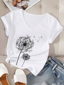 EMERY ROSE Áo thun nữ tay ngắn cổ chữ V ôm sát, tối giản, cỡ lớn, phù hợp cho mùa hè - trắng - Xem 2