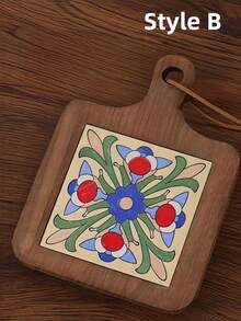 Cirelle Solid Wood Tile Pattern Heat Resistant Coasters - Vintage Kitchen & Dining Table Mats For Hot Pots, Pans, Cups, High Heat Protection Handmade Home Decor Gift - Multicolor - View 9