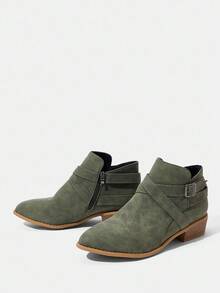 Styleloop 踝靴，编织度假风，波西米亚风，夏季风，西部风，音乐节风，万圣节派对牛仔装扮，绿色核心 - 軍綠色 - 查看 3