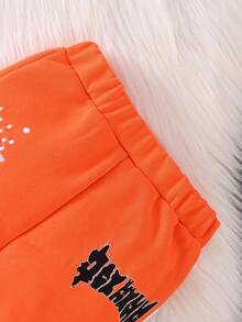 SHEIN Playful Pals Set de 2 piezas con chaqueta con capucha de manga larga con cremallera y bordado de letras, y pantalones con bordado de letras para niños pequeños. Estilo informal suave y cómodo, adecuado para salidas, juegos al aire libre, vacaciones y uso diario en otoño/invierno