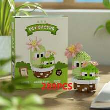 1盆栽仙人掌积木，情人节礼物，生日礼物，DIY植物系列积木，桌面摆件，减压，缓解压力，家居收藏摆件，拼装公仔，办公桌面摆件，含2500+颗粒的礼品套装。 - 彩色 - 查看 20