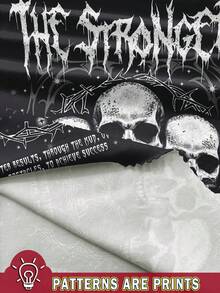 Attitoon 休闲街头朋克暗黑骷髅图案圆领紧身女式背心，夏季万圣节 - 白色 - 查看 3