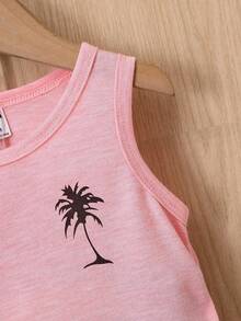 SHEIN Baby Boy Coconut Tree Print Tank Top & Shorts