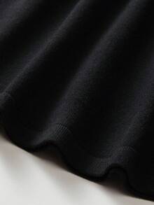 Souflis Souflis Váy len cổ bẻ cho bé gái, váy dệt kim dài tay trang trí nơ, phong cách học thuật, thích hợp mặc hàng ngày, đi chơi, ngày lễ và tiệc tùng, có thể dùng làm quà tặng - màu đen - Xem 10