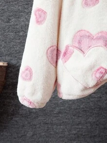 SHEIN Tween Girls' Khaki Patchwork Plaid 2-Pocket Loose Casual Hooded Jacket, Autumn/Winter Fall - Pink - View 5