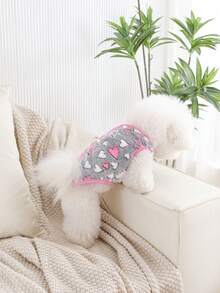 1pc Star & Moon Coral Velvet Basic Vest Jacket With Open Back And Warm Design, Suitable For Small And Medium Pets (Cats And Dogs) For Indoor And Outdoor Wear In Autumn And Winter - Pink - View 10