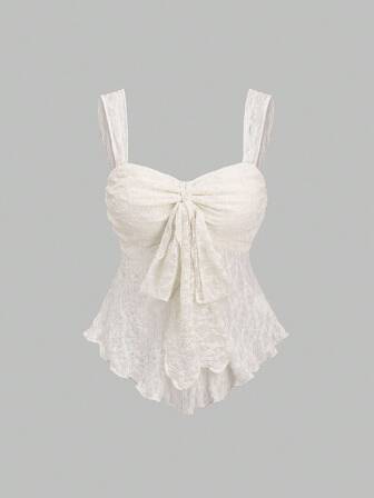 Sweetra Top tubo corto con estampado texturizado y lazo