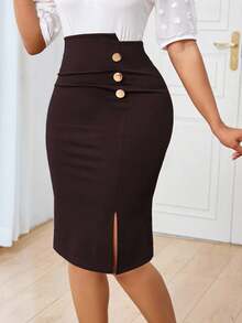 Lyxana Falda ajustada de unicolor minimalista para ir al trabajo