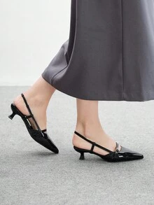 CUCCOO BIZCHIC Women's Fashion Black Backstrap Pointed Toe High Heel Pumps, Backless Slingback Shoes For Daily Commute, Date, Party For Christmas Spring Shoes - Black - View 7