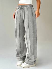 FavEase 女士抽繩腰袋慢跑褲 - 灰色 - 查看 3