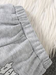 SHEIN 男嬰字母刺繡連帽衫外套褲子組 牛仔風 秋冬親子裝 生日禮物 灰色 白色 淺灰色 - 灰色 - 查看 7