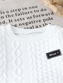 SHEIN Playful Pals 2 件装男婴休闲套装：字母印花圆领长袖运动衫和工装裤，秋季