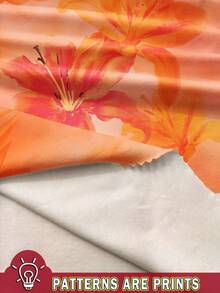 SHEIN EZwear Casual Minimalist Vacation Orange Ombre Floral Allover Print Bandeau Bodycon Summer Beach Dress Suitable For Going Out Chic Dress - White - View 3