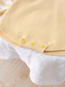 Toddler Girls' Cute Knitted Romper, Spring/Autumn - Yellow - View 10
