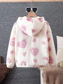 SHEIN Tween Girls' Khaki Patchwork Plaid 2-Pocket Loose Casual Hooded Jacket, Autumn/Winter Fall - Pink - View 2