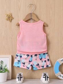 SHEIN Baby Boy Coconut Tree Print Tank Top & Shorts