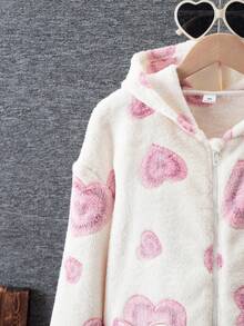 SHEIN Tween Girls' Khaki Patchwork Plaid 2-Pocket Loose Casual Hooded Jacket, Autumn/Winter Fall - Pink - View 6