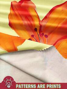 Aloruh 女士休闲弹力抹胸上衣，橙色花卉印花，适合夏季、热带花卉、音乐节、夏威夷印花、度假 - 彩色 - 查看 3