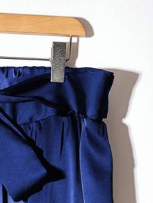 GlowEve CURVE 优雅时尚大码女式蝴蝶结装饰花朵泡泡裙 - 寶藍色 - 查看 5