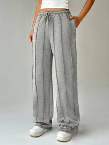 FavEase 女士抽繩腰袋慢跑褲 - 灰色 - 查看 4