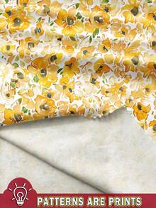 Soleia Women's Minimalist Chic Flower Print Mini Dress, Suitable For Summer/Spring,Pastel Dresses For Women Suitable For Going Out - Yellow - View 3