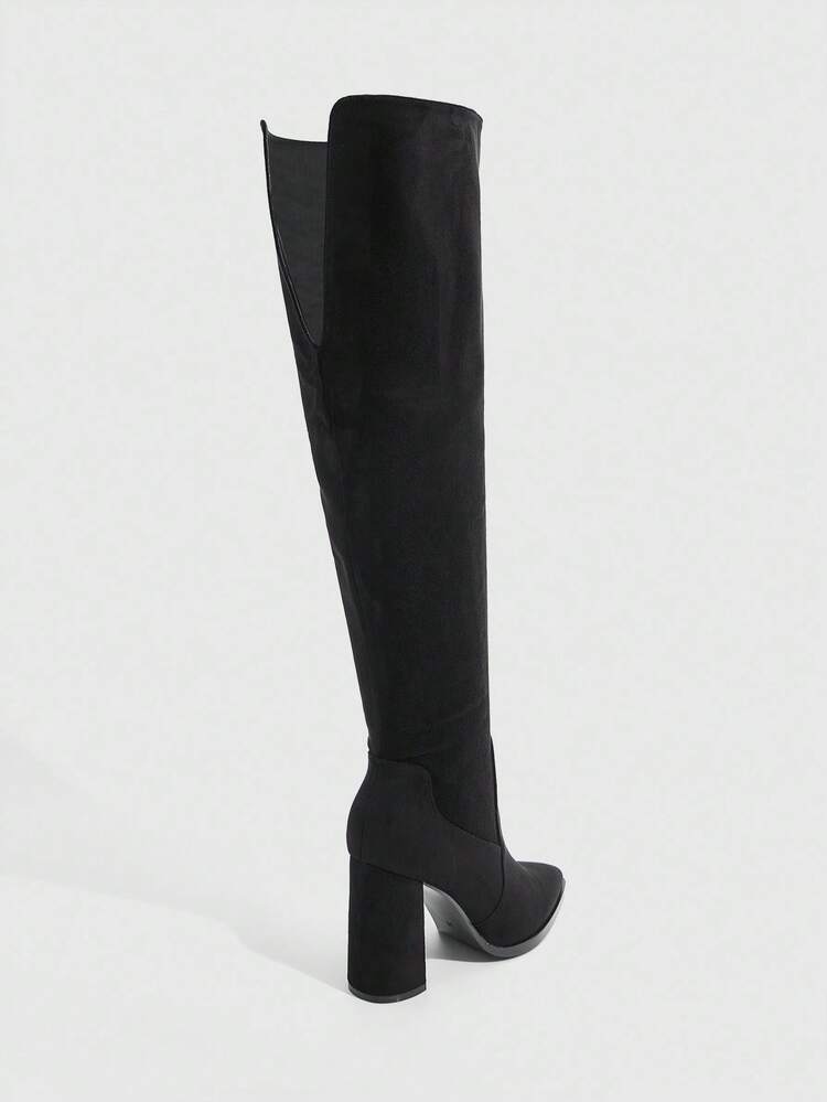 CUCCOO SZL Fashion Pointed Toe Chunky Heel Over-The-Knee Boots, Suitable For Dates And Parties