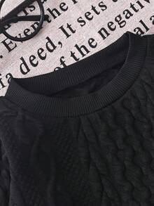 SHEIN Playful Pals 2pcs Baby Boy Letter Print Long Sleeve Sweatshirt And Cargo Pants Set - Black - View 7