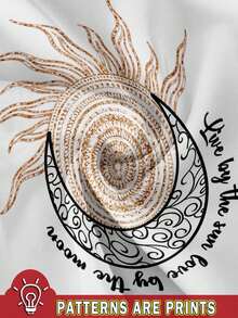 EMERY ROSE 女士波西米亚风印花背心：日月印花休闲夏季无袖上衣，夏季返校上衣，休闲款 - 白色 - 查看 5