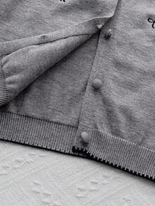 Genkimix Kids Young Girl' Cute Peter Pan Collar Knitted Cardigan Sweater Jacket, Long Sleeve Fall Winter