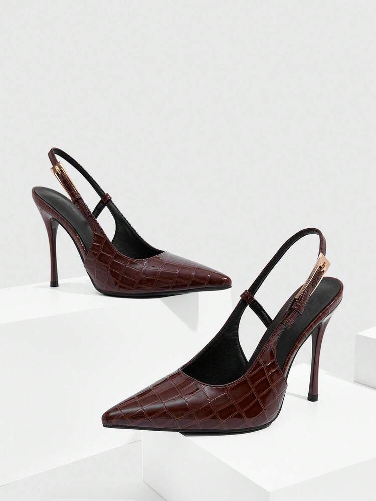 CUCCOO SZL Women's Backless Sexy High Heel Pumps With Side Metal Buckle, Suitable For Party, Date, Commute And Various Occasions