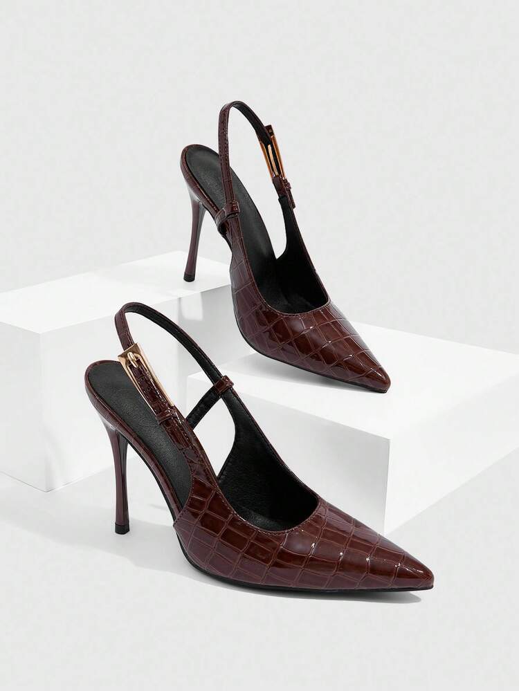 CUCCOO SZL Women's Backless Sexy High Heel Pumps With Side Metal Buckle, Suitable For Party, Date, Commute And Various Occasions