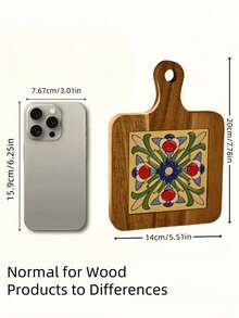 Cirelle Solid Wood Tile Pattern Heat Resistant Coasters - Vintage Kitchen & Dining Table Mats For Hot Pots, Pans, Cups, High Heat Protection Handmade Home Decor Gift - Multicolor - View 3