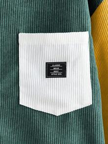 EASEVO Men's Plus Size Long Sleeve Contrast Color Patchwork Corduroy Shacket, Fall Winter - Multicolor - View 3