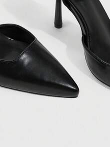 CUCCOO SZL Women's Fashionable Pointed Toe Strappy Stiletto Heel Pumps, Versatile For Work, Date, Party - Black - View 5