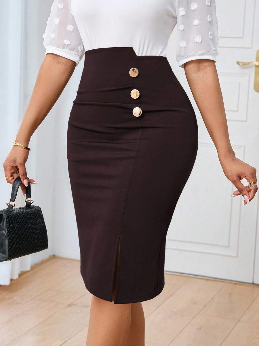 Lyxana Falda ajustada de unicolor minimalista para ir al trabajo