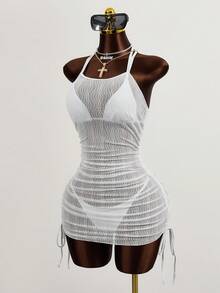 Zestiva 側抽繩吊脖罩衫連衣裙 - 白色 - 查看 3