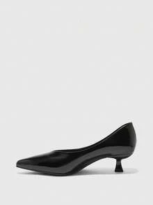 CUCCOO BIZCHIC Women's Pointed Toe Low Heel Classic Simple Basic Commute Work Party Pumps For Christmas Spring Shoes - Black - View 9