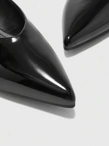 CUCCOO BIZCHIC Women's Pointed Toe Low Heel Classic Simple Basic Commute Work Party Pumps For Christmas Spring Shoes - Black - View 7