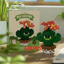 1盆栽仙人掌积木，情人节礼物，生日礼物，DIY植物系列积木，桌面摆件，减压，缓解压力，家居收藏摆件，拼装公仔，办公桌面摆件，含2500+颗粒的礼品套装。 - 彩色 - 查看 13