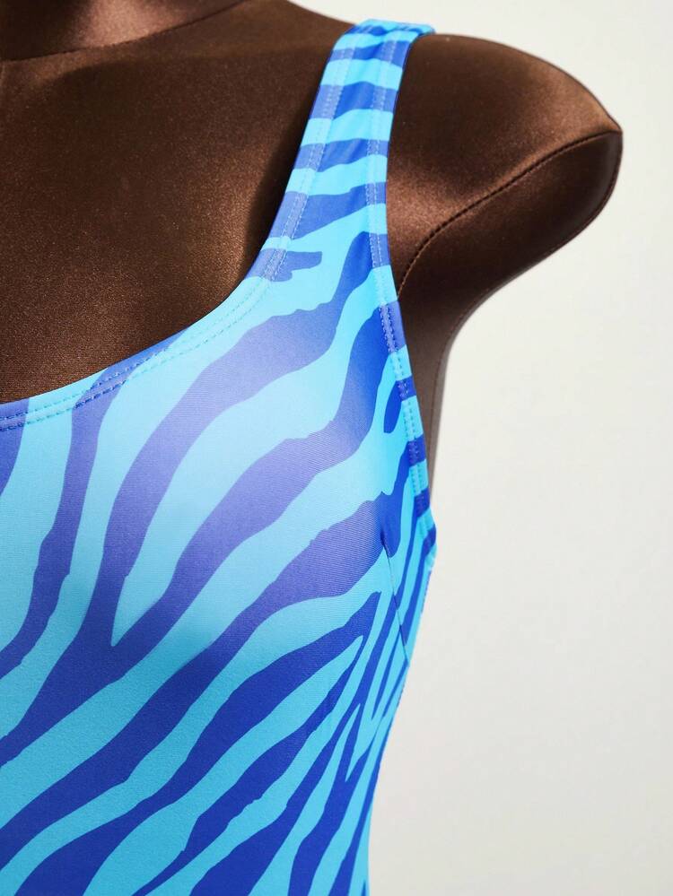 Zestiva Women's Printing Slim Fit Sleeveless One Piece Swimsuit, Casual Daily Wear Summer - Multicolor - View 6