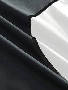 AXEPEAK Contrast Color Round Neck Loose Fit Men's T-Shirt - Grey - View 5