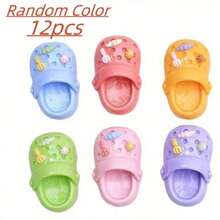 SHEIN 3/6/9/12pcs/Cartoon Slippers Accessories, Cute Decorative Plastic Oval Accessories Set, Fun Whiteboard And Office Accessories, Perfect For Home Decoration Gifts On Thanksgiving, Christmas, And Halloween