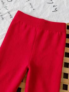 SHEIN Cute Strawberry Pattern Baby Girl Red Sweater Set, Adorable Strawberry Design With Delicate Ruffle Collar, Suitable For Playing At Home, Outdoor Walks Or Baby Photoshoots In Autumn/Winter Fall - Red - View 6