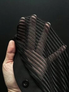 EgrlEra Women's Striped Patchwork Sexy Front Button Long Sleeve Shirt - Black - View 7