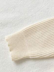 SHEIN Back-To-School White Autumn Fairy School Girl Handmade 3D Embroidered Floral Knit Sweater,Young Girl Round Neck Simple Sweet All-Match Warm Pullover - Beige - View 6