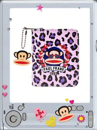 Paul Frank X ROMWE 1pc Leopard Print & Cartoon Pattern Purple Creative Chic Card Holder