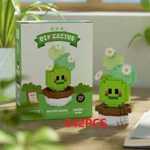 1盆栽仙人掌积木，情人节礼物，生日礼物，DIY植物系列积木，桌面摆件，减压，缓解压力，家居收藏摆件，拼装公仔，办公桌面摆件，含2500+颗粒的礼品套装。 - 彩色 - 查看 15