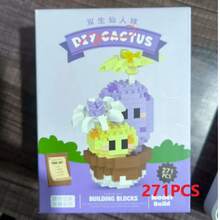 1盆栽仙人掌积木，情人节礼物，生日礼物，DIY植物系列积木，桌面摆件，减压，缓解压力，家居收藏摆件，拼装公仔，办公桌面摆件，含2500+颗粒的礼品套装。 - 彩色 - 查看 17
